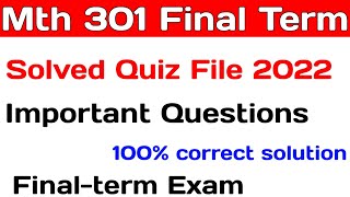 Mth301 Final Term Preparation | Mth301 Solved Papers 2024 | Let's Study