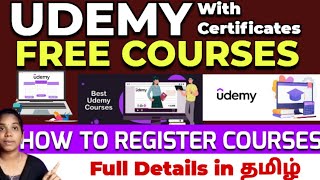 Udemy FREE courses😍🔥with Certificates | full explanation in tamil  #udemy #freecourses @ungal_vino