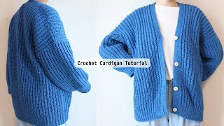 Crochet Knit look Ribbed Cardigan Tutorial/Simple Easy