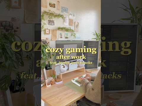 cozy gaming + trader joe's snacks 😌🌿 play mario kart with me after work ✨ #shorts