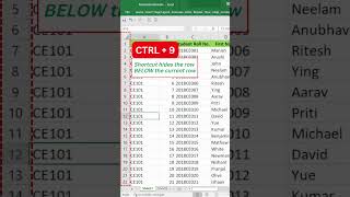 Shortcut to Hide and Unhide Rows in Excel | PART 1 #shorts  #youtubeshorts #excel #exceltips