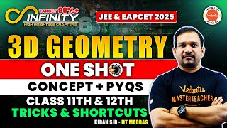 3D Geometry - One Shot |Concept + PYQs | 11th & 12th | JEE & EAPCET 2025 Maths | AP & TS | Kiran Sir