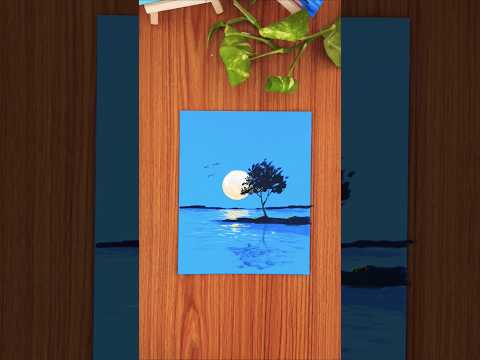 acrylic landscape painting tutorial /moonlight scenery #shorts #art #painting #trending