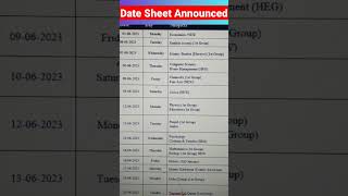 First Year date sheet Punjab board 2023| Date Sheet Intermediate Part 1 #ytshorts #viral