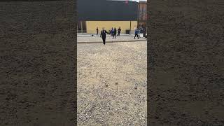 Kimberley shoots the top boule of the stack in Pètanque #boules #petanque