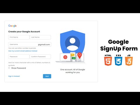 Google SignUp Form UI Using Html Css & JavaScript