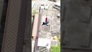 “Heart racing, knees shaking… but she leapt anyway.” #adventure #bungeejump #thriller #amazing