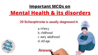 Mental Health & psychiatric nursing ।।  Important MCQs with answers