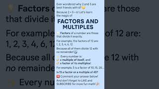 FACTORS AND MULTIPLE| CLASS 6| Fun question #themathuniverse #mathematics #funstudy #class6