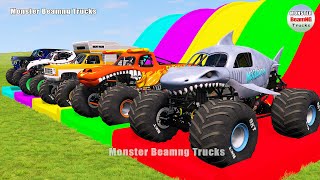 Triple Flatbed Trailer Monster Trucks Transport with Slide Color - BeamNG.drive 372