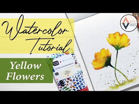 Easy Watercolor Floral Painting - Learn to Paint Yellow flowers Quick Step by Step Art Tutorial