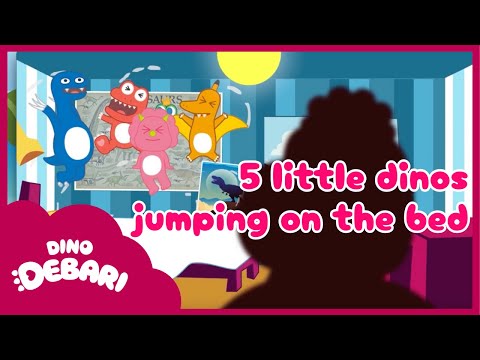 🛏Five Little Dinos Jumping on the Bed🦖| Nursery Rhyme & Kids Song | English Song for Kids | DebariTV