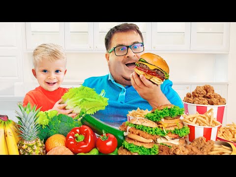 Healthy Food vs Junk Food Challenge with Oliver & Dad