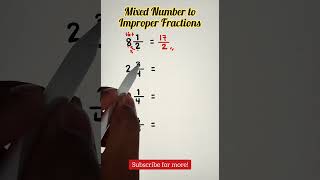 Mixed Number to Improper Fractions #mathteachergon #fractions #math9
