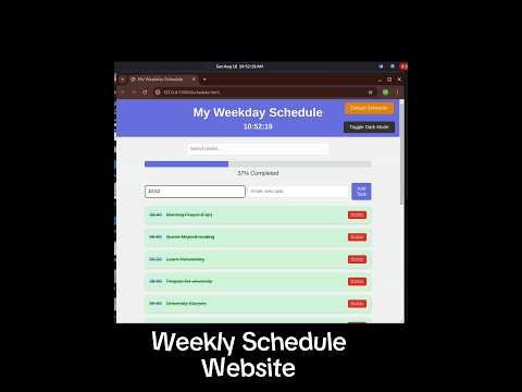 Weekly Schedule Website: My HTML/CSS/JS Design in 60 Seconds! #short #shorts #coding