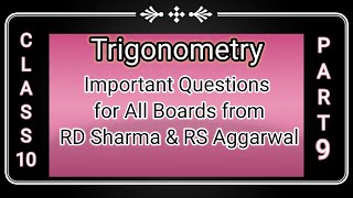 Trigonometry important questions from RD Sharma & RS Aggarwal H C Square Hemlata coaching classes