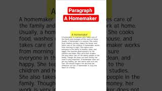 A Homemaker paragraph | easy paragraph a homemaker #paragraphwriting