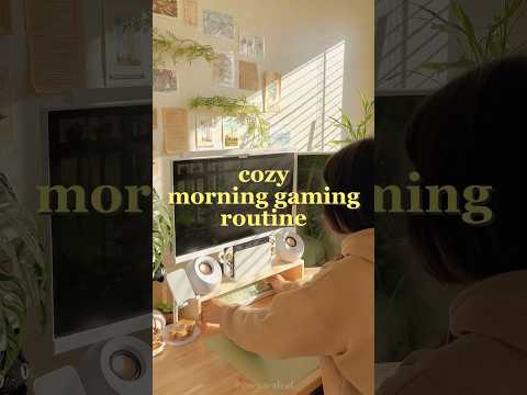 my cozy morning gaming routine 🌿🍵🍃 #shorts