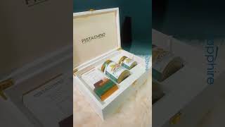 Premium white leather gift box for PISTACHINO packaging #custombox #leatherbox