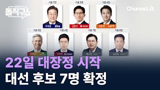 22일 대장정 시작…대선 후보 7명 확정 / 채널A / 김진의 돌직구쇼