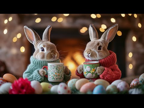Happy Easter Piano Music – Cozy With Fireplace, Bunnies & Relaxing Instrumental Music