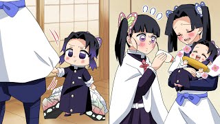 Kanawo and Aoi raise their infantized Kocho Shinobu, but it's too cute and irresistible.