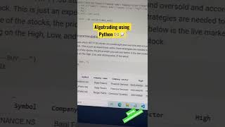 How to do Algotrading using Python and make money. Buy recommendations #algotrading #shorts #viral