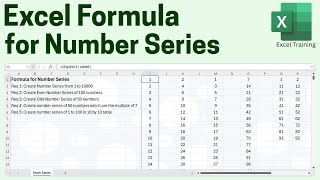 Excel Formula for Number Series