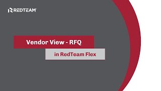 Training: Vendor View - RFQ in RedTeam Flex