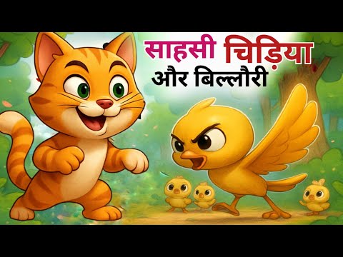 साहसी चिड़िया और बिल्लौरी  #cartoonvideo #chidiyokikahani #moralstories #hindikahaniya #junglestory