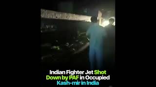 A video shows a downed fighter jet of India shot down by Pakistan Air Force as confirmed by DG ISPR