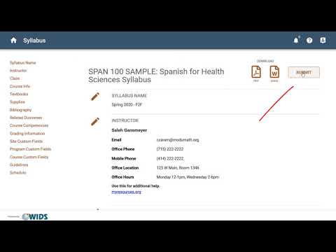 WIDS Syllabus Wizard and Home Page