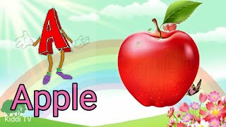 a for apple b for ball, english rhymes, abcd song, preschool, kids education, Lichi TV, Kiddi TV