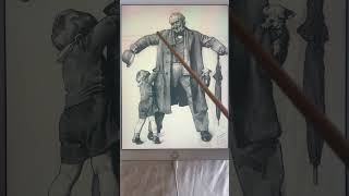 诺曼·洛克威尔——《礼物，孩子的惊喜》素描稿解析2【乐乐的油画日志】|素描|人物画|大师作品解析 #painting #艺术 #人物画 #art #drawing #插图#插画#素描#速写#大师素描