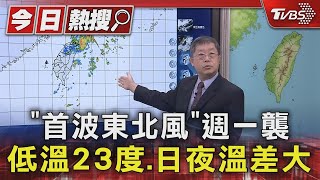 「首波東北風」週一襲 低溫23度.日夜溫差大｜TVBS新聞 @TVBSNEWS01