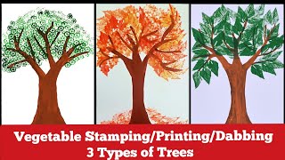 Vegetable Dabbing Stamping Painting/Vegetable stamp activity/Stamp Art/Vegetable Print Painting tree