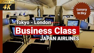 [4k] Japan Airlines Business Class Tokyo to London | JAL Business class Sky Suite III