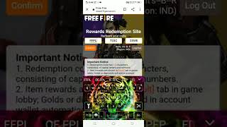 free fire today redeem code #short video