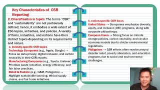 KEY CHARACTERISTICS OF CSR REPORTING