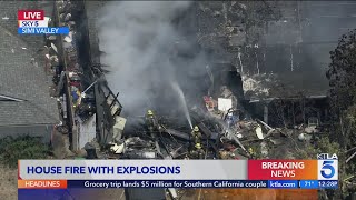 Simi Valley home burns; explosions reported