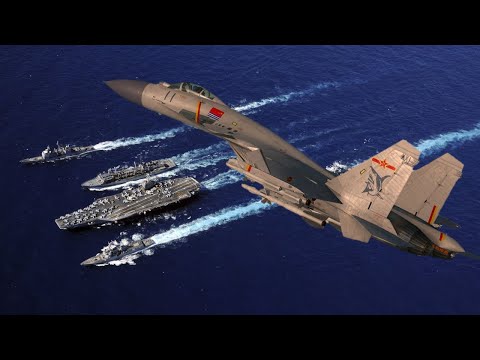 (4K)China's Liaoning aircraft carrier against the USS Lincoln