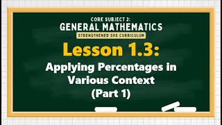 Lesson 1.3: Percentages in Various Context (PART 1: Profit, Loss, & Inflation)｜GENERAL MATHEMATICS