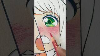 Draw anime Blush !! / COLOR PENCIL【イラストメイキング】#メイキング #アナログ #shorts