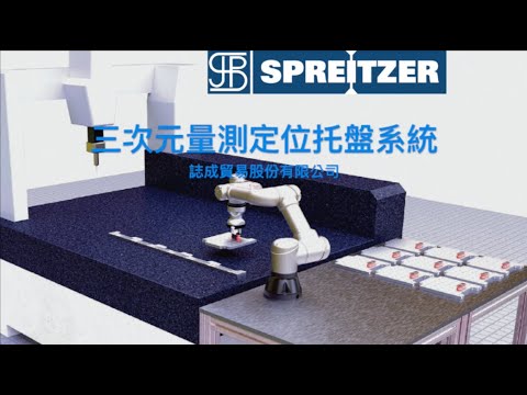 誌成貿易SPREITZER三次元量測定位托盤系統--UR協作機器人/機械手臂 自動送料展示！