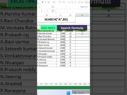 Episode 9 Excel tips & tricks How to use search formula in excel #excelformula #formula  ​