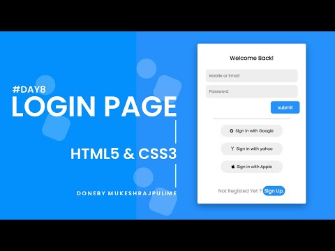 Login Page Using Html and CSS || Day 8 || 30dayofweb || DoneByMukeshrajpulime