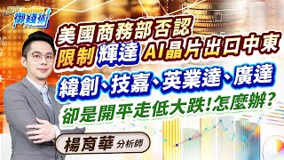 2023.09.01【美國商務部否認 限制輝達AI晶片出口中東 緯創、技嘉、英業達、廣達 卻是開平走低大跌!怎麼辦?】#楊育華 #股市御錢術