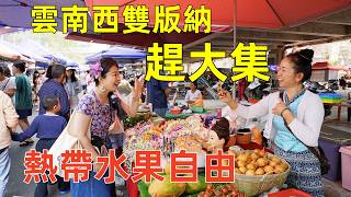 雲南西双版纳趕集，100元實現山珍和熱帶水果雙自由，沈浸式體驗傣族風情！Open Market in Tropical Area of Yunnan, China