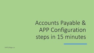 SAP AP & APP Setup (Step by step configuration guide)