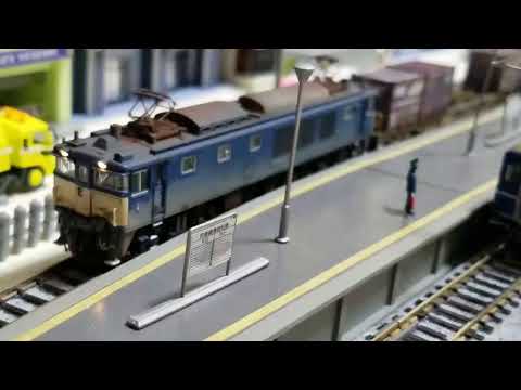 Kato3023-1 EF64 1027 一般色　katoコキ106＋コキ104 13両コンテナ貨物走行動画